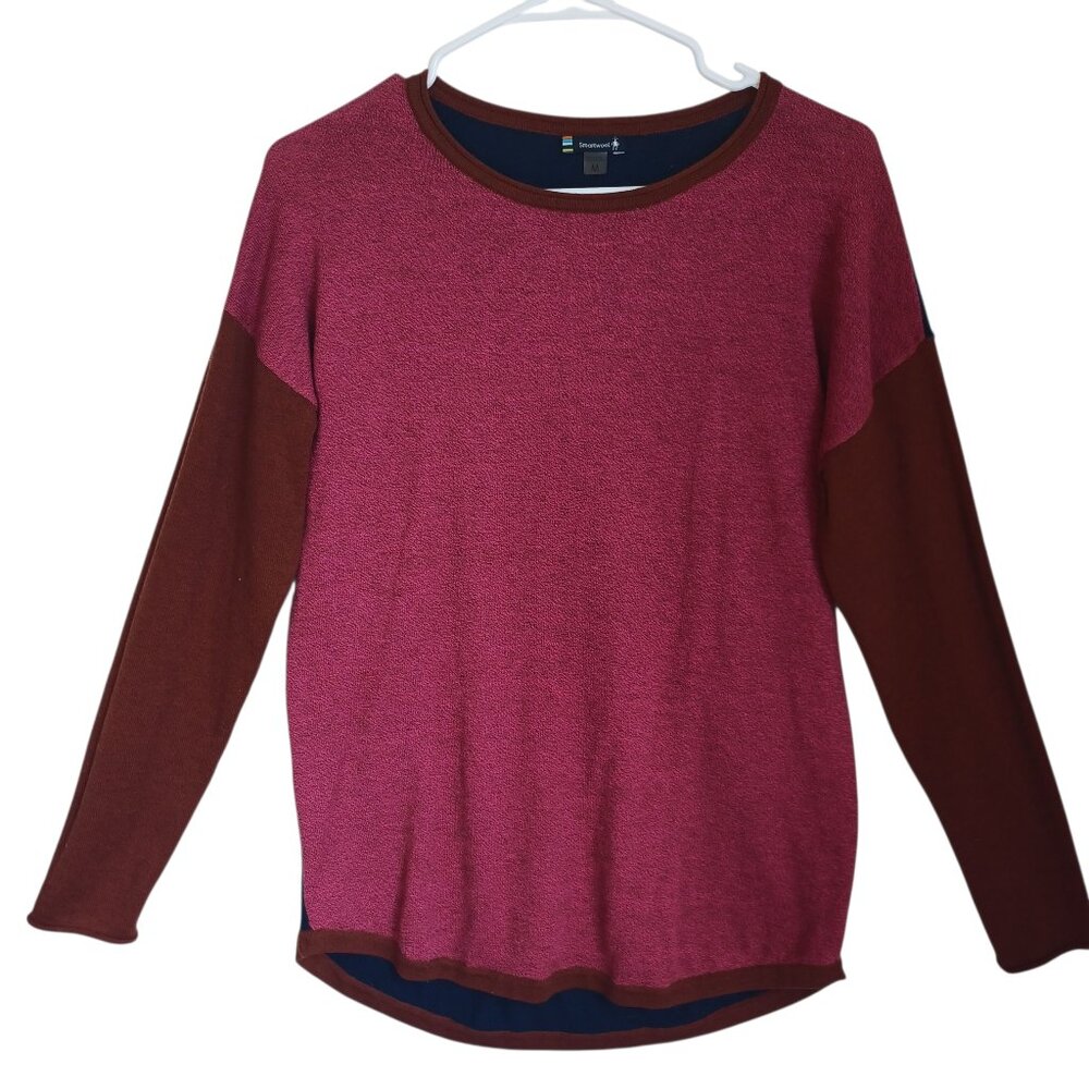 Smartwool Sweater Shadow Pine Colorblock Wool Cre… - image 1